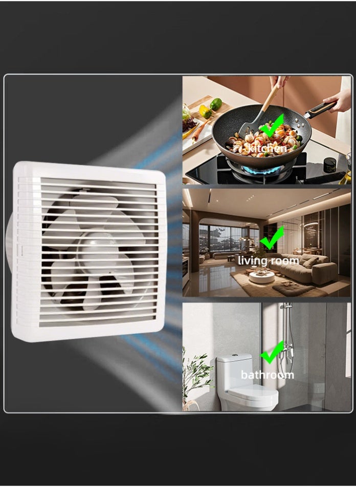 مودي مروحة شفط فائقة الهدوء مقاس 6 بوصات، مدخل هواء قوي للمطبخ والحمام وغرفة المعيشة، لون أبيض، 22 واط، 230 مم - Image 4